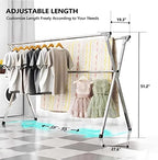 URYAN 95 Inches Clothes Drying Rack, Heavy Duty Stainless Steel Laundry Drying - Image 3