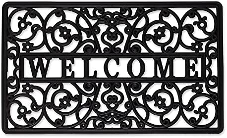 DII Rubber Doormats Collection All Weather, Welcome Scroll by DII