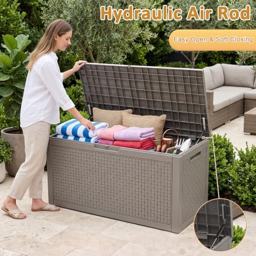 160 Gallon Outdoor Storage Box, Large Waterproof Patio Deck Box - Image 4