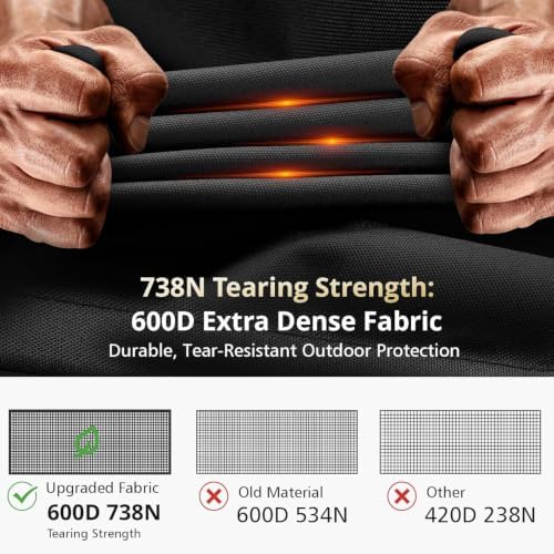 QH.HOME Fire Pit Cover Square 30", 600D Heavy Duty Fabric 100% Waterproof - Image 3