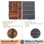 10 PCS Interlocking Deck Tiles, Solid Wood Patio Flooring Outdoor Waterproof - Image 3
