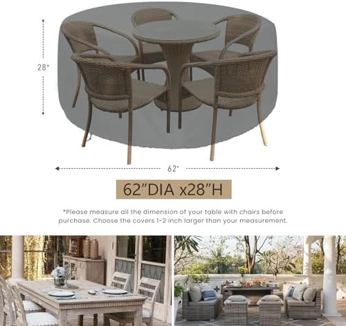 SheeChung Patio Furniture Cover Waterproof, Round Table Cover - Image 2