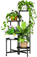 Plant Stand Indoor Outdoor, 4 Tier Metal Corner Shelf Black 9 in Wide by Atpddpey