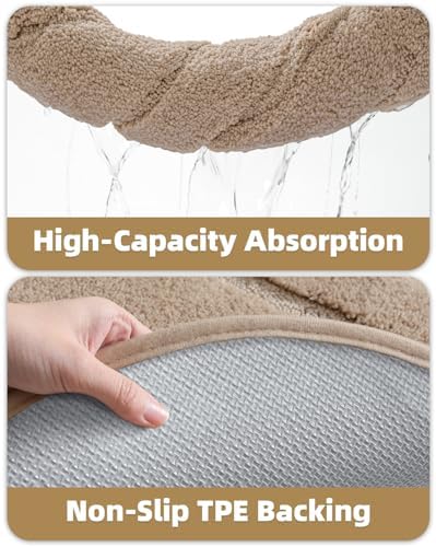 Color&Geometry Oval Beige Bathroom Rugs 36x24, Extra Soft Absorbent Microfiber - Image 7