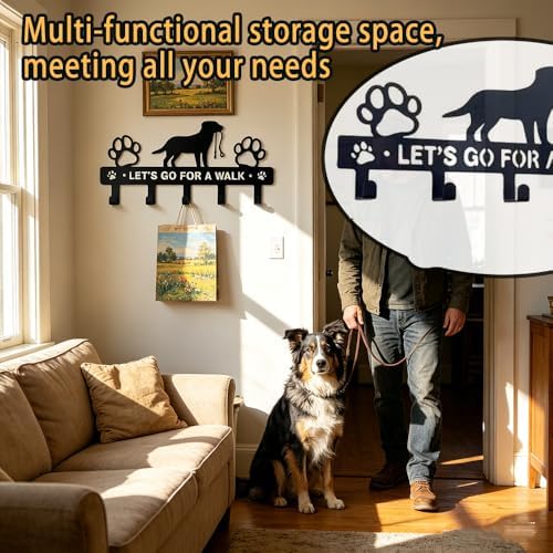 5-Hooks Dog Leash Holder for Wall， Dog Accessory Holder ，Metal Key Holder Leash - Image 6