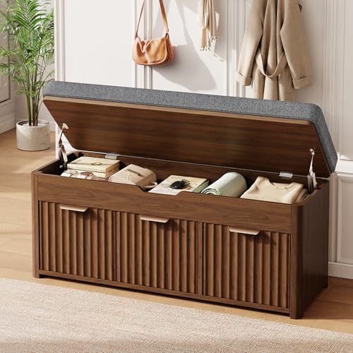 43.5" W Shoe Bench with Storage, Lift Top Entryway Bench by LOOMORA