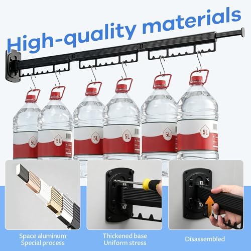 Foldable Wall Mounted Laundry Drying Rack, 3 Fold Retractable Clothes Drying - Image 5