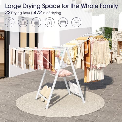APEXCHASER Clothes Drying Rack, 67.7" L Height Adjustable - Image 3