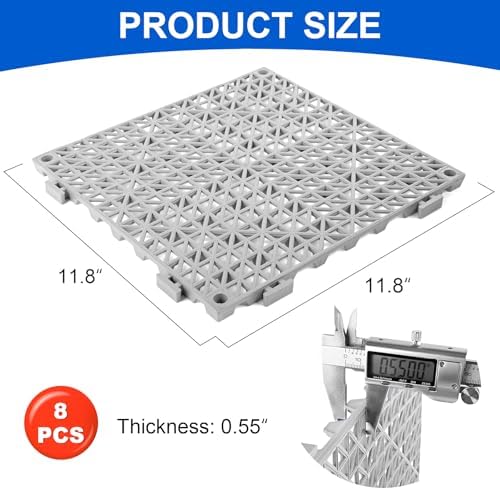 MYFAMIREA Modular Interlocking Cushion 8 Pack 11.8" x 11.8" Rubber Floor Tiles - Image 2
