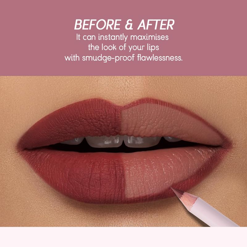 USHAS Lipstick and Lip Liner Combo Set 2 in 1 Waterproof Lipstick for Women Lip liner Set Long Lasting Lipstick, Matte Lipstick Pen with Lip Liner Set Makeup Kits (S10, Pack of 1)