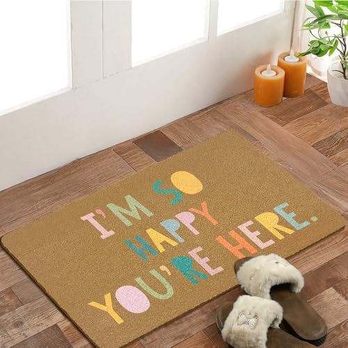 Boho Classroom Coir Door Mats Outdoor, Everyone is Welcome Here Rainbow Front - Image 2