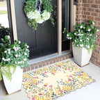 Front Door Mat Outside Entrance 2x3 Beige Colorful Floral Entry Rug - Image 4