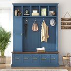 Quarte Hall Tree with Storage Bench, Open Cubbies - Image 2