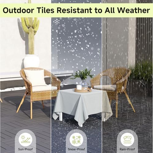 Rovibek 44 PCS Interlocking Deck Tiles, All Weather Patio Tiles - Image 5