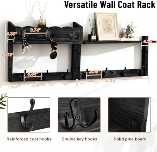 28-Inch Wood Wall Mounted Coat Rack - Image 2