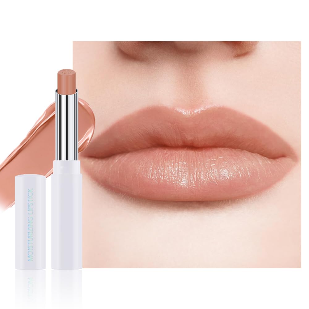 1Pcs Tinted Lip Balm Moisturizing Lipstick – Waterproof Hydrating Matte Lip Balm for Women, Creamy Natural Color Stain for Dry Lips, Soft Matte Finish with Subtle Scent (#07 Almond Skin)
