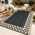 Outdoor Rug 8x10 Waterproof Patio Rugs Modern Checkered Reversible Mat by GaoMon