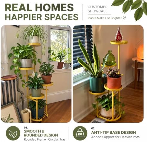TOSKING Tall 5-Tier Round Metal Corner Plant Stand Indoor - Image 5