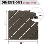 VANCASTLE Interlocking Deck Tiles 9 Pack Dark Coffee 12"x12" Patio Pavers - Image 5