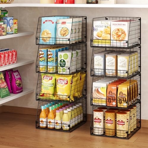 Jakyitvi 4 Pack XXL Stackable Wire Storage Basket, Extra Large Capacity Pantry - Image 4