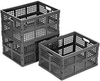 Eslite 34L Large Plastic Folding Storage Crates, Collapsible Crates by Eslite