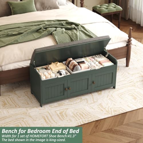 HOMEFORT 41.3" Shoe Bench with Lift Top Storage, Entryway Bench with Cushioned - Image 4