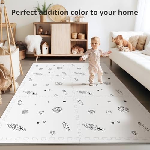PIGLOG Baby Play Mat, 72x48-Inch Baby Foam Play Mat, 6-Piece Interlocking Foam - Image 4