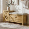 Entryway Bench with Storage, 3 in 1 Storage Bench with 1 Drawer and 2 Cubbies by Unknown