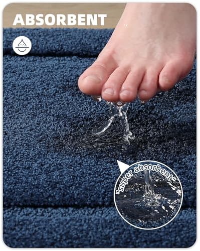 Color&Geometry Oval Blue Bathroom Rugs 42x24, Extra Soft Absorbent Microfiber - Image 7