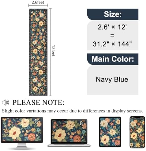 DUKINO 2.6x12 Kitchen Runner Rug, Floral Non Slip Washable Rug - Image 2