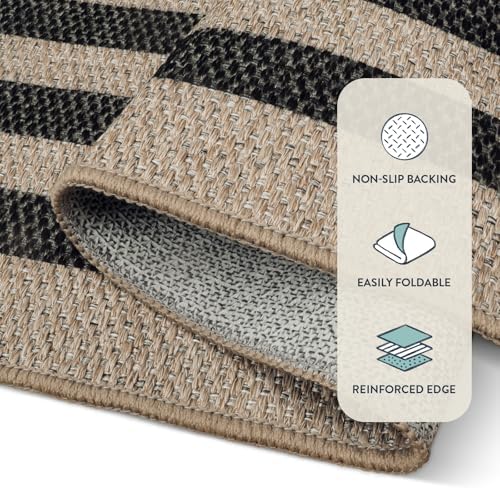 Lahome Modern Geometric Easy Jute Entryway Rug, 4x6 Black Washable Rug - Image 5