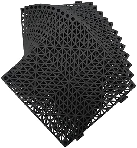 12 Pack Modular Interlocking Cushion 11.6" x 11.6" Rubber Mat Floor Tile Mats by JADERLU