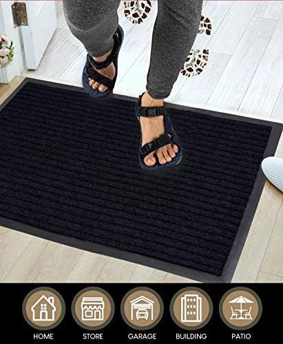 LuxUrux 2-Pack Heavy-Duty Striped Black Rubber Door Mats - Image 5