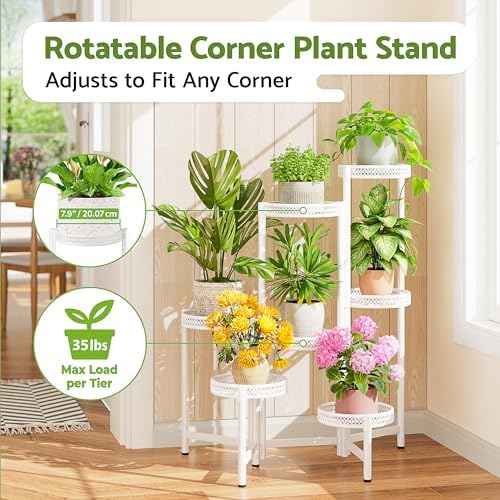 7 Tier Plant Stand Indoor Outdoor, Corner Tiered Plant Stands, Planter Display - Image 2