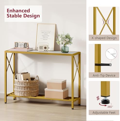 Tajsoon Entryway Table 41.8", 2 Tier Gold Console Table - Image 6