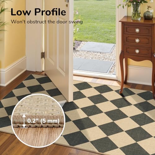 Lessymo Checkered Easy Jute 5x7 Rugs, Washable Patio Rug - Image 7