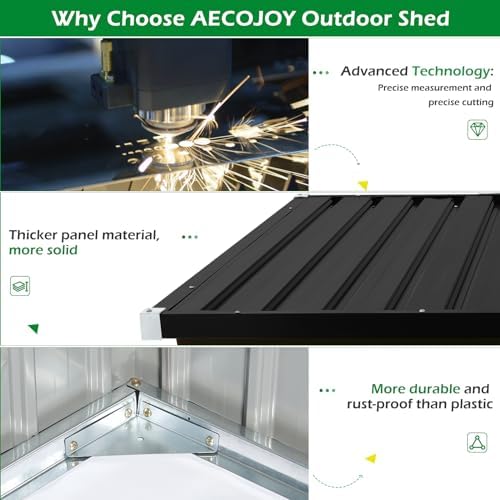 AECOJOY Outdoor Trash Can Storage Shed, 46 Cu.Ft Metal Garbage Bin Enclosure - Image 7