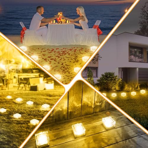 JKIMK Solar Brick Lights Outdoor Solar Lights Outdoor Waterproof Patio - Image 5