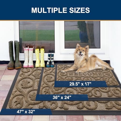 Smiry Front Door Mat Outside Entrance, Low Profile Rubber Doormat - Image 2