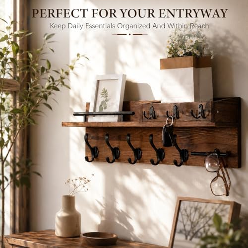 Wooden Wall Mounted Coat Rack for Entryway, Coat Rack Wall Mount - Image 4