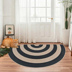 Faux Jute Rug 2.6x5Ft Half Circle Rainbow Doormat Easy Jute Carpet by Lacomfy