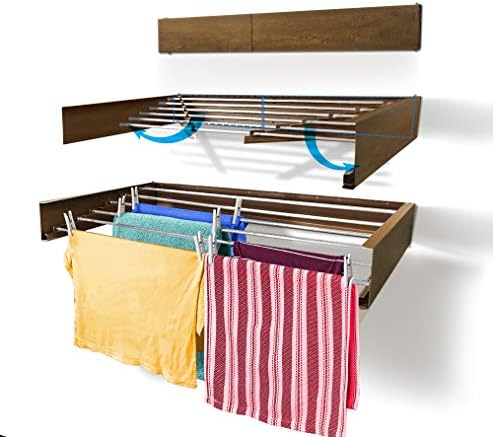Step Up Laundry Drying Rack, Wall Mounted, Retractable Clothes Drying Rack by StepUpDryingRacks