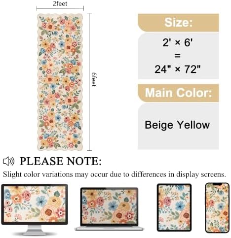 DUKINO 2x6 Runner Rug, Floral Washable Rug - Image 2