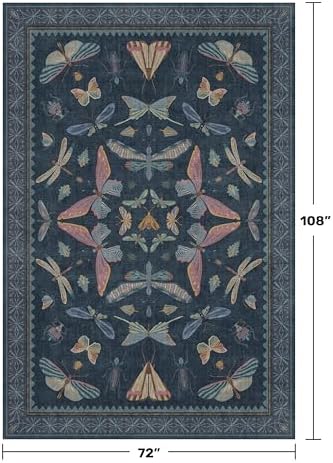 Boho Living Room Area Rug 6x9, Non Slip Dining Room Rugs - Image 2
