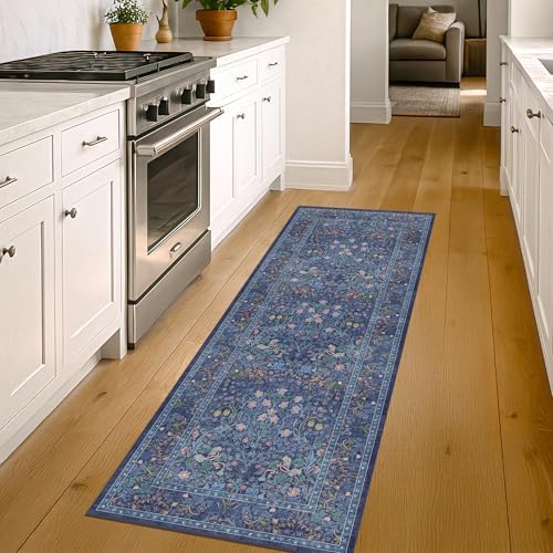 Non Slip Dark Blue 2x5 Runner Rug - Image 3