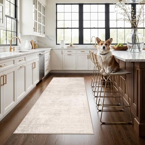 3x6 Washable Hallway Runner Rug: Abstract Stain Resistant Bathroom Kitchen Rug - Image 2