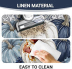 Fall Blue White Pumpkin Kitchen Rugs Set of 2 - Image 5