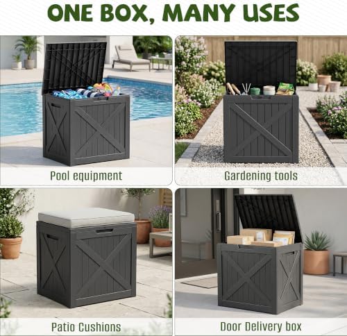 40 Gallon Waterproof Resin Deck Box, Outdoor Toy Storage Box Lock Bin - Image 2