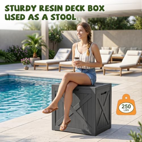 40 Gallon Waterproof Resin Deck Box, Outdoor Toy Storage Box Lock Bin - Image 4