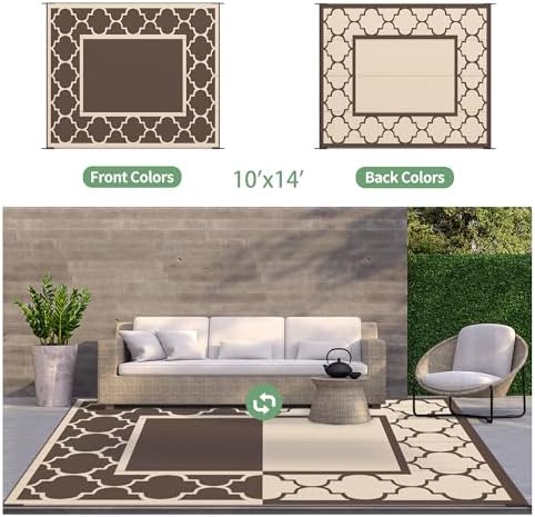 GENIMO Outdoor Rug, Waterproof Plastic Rugs 10'x14' - Image 5
